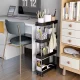 Modernhome PJJKT0104 plastmasas vannas istabas plaukts ar 4 plauktiem un riteņiem, melns