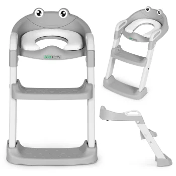 Ecotoys bērnu tualetes poda sēdeklis ar pakāpieniem, pelēks