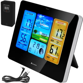 Bezvadu meteoroloģiskā stacija Izoxis 22452 ar āra sensoru un LCD displeju