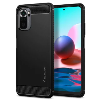 Xiaomi Redmi Note 10 4G / 10S Spigen Rugged Armor Case Cover, Black | Telefona Maciņš Vāks Apvalks Bampers