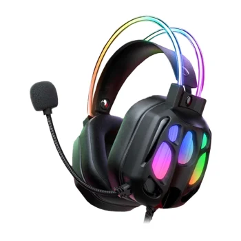 Spēļu austiņas Onikuma X89 ar mikrofonu un RGB apgaismojumu, melnas