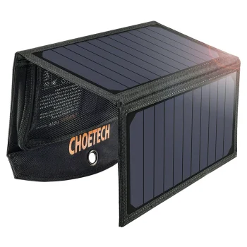Choetech Pārnēsājams Saules Paneļa Lādētājs Uzlādes Ierīce Ceļošanai 19W USB 5V / 2.4A, Pelēka | Foldable...