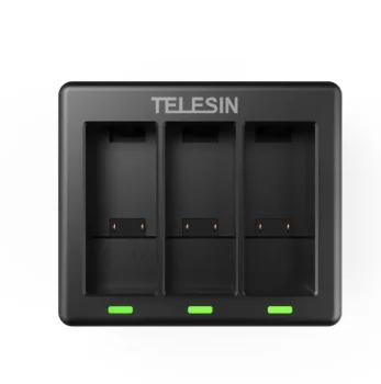 Telesin GP-BCG-902 3 ligzdu lādētājs GoPro Hero 12/11/10/9 kamerām, Melns