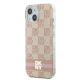 DKNY iPhone 15 vāciņš IML Checkered Mono Pattern & Printed Stripes MagSafe, rozā