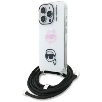 Karl Lagerfeld IML Crossbody Karl&Choupette Head vāciņš priekš iPhone 16 Pro, balts