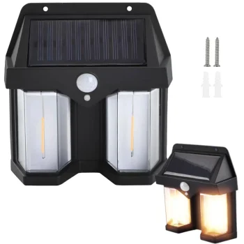Saules bateriju lampa ar kustības un krēslas sensoru, 3 režīmi, ūdensizturīga, 1200lm