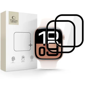 Tech-Protect Glass Flex+ hibrīda aizsargstikls Apple Watch 10 42mm, 2 gab., melns