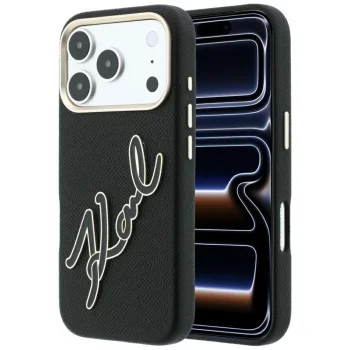 Karl Lagerfeld Smooth Big Resin Signature Logo vāciņš iPhone 18 Pro / 17 Pro, melns