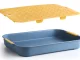 Divslāņu virtuves paplāte ar noteci traukiem, dārzeņiem un augļiem, plastmasas