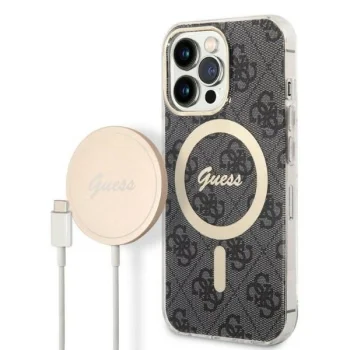 Guess 4G Print MagSafe komplekts iPhone 13 Pro: vāciņš un lādētājs, melns