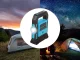 LED solārā tūrisma lampa / kempinga lukturis ar Powerbank funkciju, zils