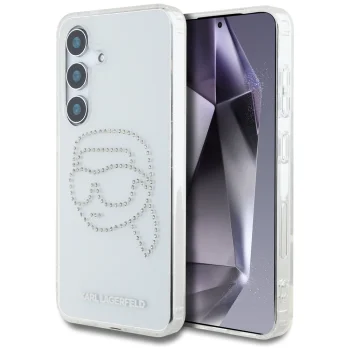Karl Lagerfeld Rhinestones vāciņš Samsung Galaxy S25, caurspīdīgs