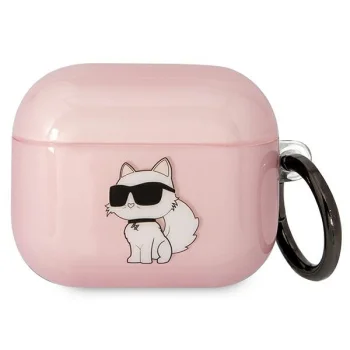 Karl Lagerfeld Ikonik Choupette maciņš AirPods 3 austiņām, rozā