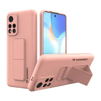 Wozinsky Kickstand Case vāciņš Xiaomi Poco M4 Pro 5G ar statīvu, rozā