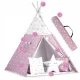 Nukido Bērnu Tipi Telts Vigvams ar Apgaismojumu, Rozā zvaigznes | Children Tent Tipi with Lights