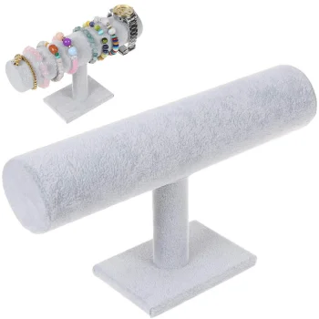 Rotaslietu un pulksteņu statīvs, zamšādas imitācija, 24 cm, pelēks