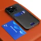 Vāciņš Samsung Galaxy S23 Ultra ar karšu kabatu un statīvu, melns