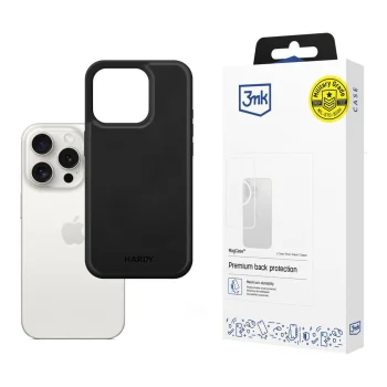 3mk Hardy Silky Leather MagCase vāciņš Apple iPhone 15 Pro, Melns