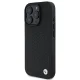 BMW Signature Leather Diamond Metal Logo MagSafe vāciņš priekš iPhone 16 Pro Max, melns
