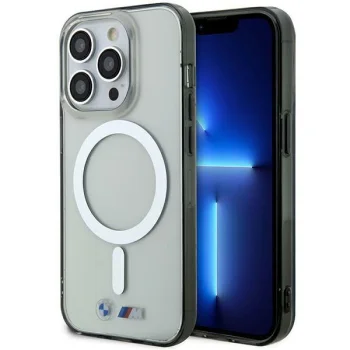 BMW iPhone 14 Pro Max vāciņš Silver Ring MagSafe, caurspīdīgs