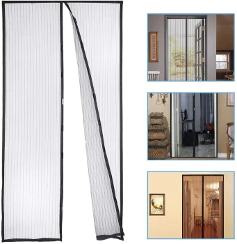 Durvju Moskītu Odu Kukaiņu Tīkls Pretinsektu Siets - 80/90/100 x 210/220, Melns | Mosquito Door Mesh Net Anti-Insect...