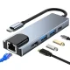 USB-C centrmezgls Tech-Protect V3 5in1, HDMI, RJ45, USB 3.0, pelēks