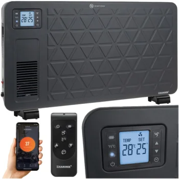Elektriskais konvektora sildītājs Kaminer Ziflo 2300W ar WiFi un pulti, melns