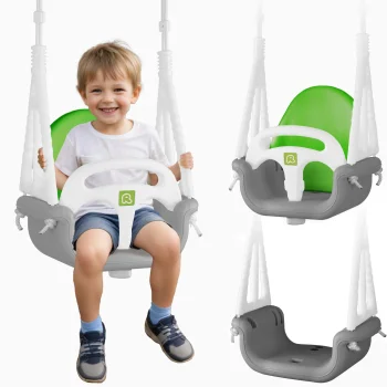Ricokids 3in1 bērnu kausveida šūpoles Zilonītis, pelēki zaļas