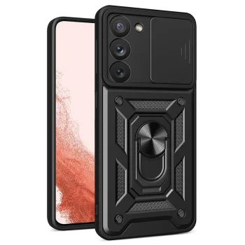 Hurtel Hybrid Armor Camshield vāciņš Samsung Galaxy S23, melns