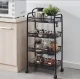 ModernHome PJJKT0103-04 mobilais metāla plaukts ar 4 groziem un riteņiem, melns