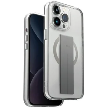 Uniq Heldro Mag vāciņš iPhone 15 Pro Max ar MagSafe un siksniņu, caurspīdīgs