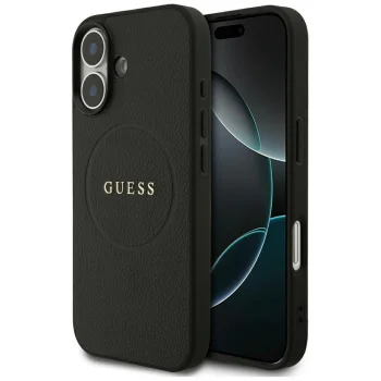 Guess Grained Ring MagSafe vāciņš iPhone 17 - melns