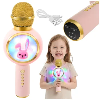 Izoxis bezvadu Bluetooth karaoke mikrofons bērniem, rozā