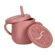 Silikona bērnu trauku komplekts 9 elementi, tumši rozā | Set of silicone children\'s dishes 9 elements