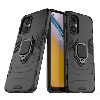 Vāciņš OnePlus Nord N20 5G Ring Armor, hibrīda ar gredzenu, melns
