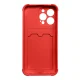 Apple iPhone 7 8 Plus 5.5\" Silicone Wallet Card Case, Red | Silikona Vāciņš Maciņš Apvalks Bampers