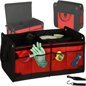 Automašīnas bagāžnieka organizators 56L XXL, saliekams ar vāku, melns/sarkans