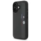 BMW M Perforated Tricolor Detail Line iPhone 16 vāciņš, tumši pelēks