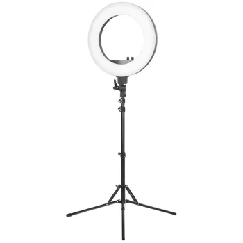 Activeshop 18" 48W LED gredzenveida lampa ar statīvu, melna