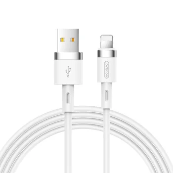 Joyroom USB-A uz Lightning silikona kabelis 2.4A 1.2m, balts