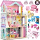 3 stāvu koka leļļu mājiņa ar liftu un LED apgaismojumu | Wooden Doll House