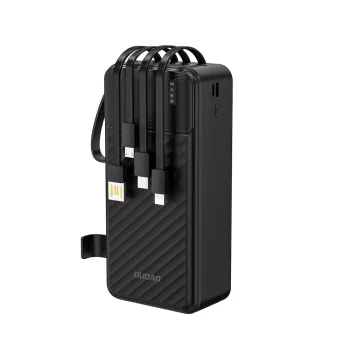 Dudao K11 Max 30000mAh ārējais akumulators ar iebūvētiem kabeļiem, melns
