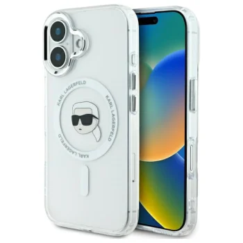 Karl Lagerfeld iPhone 16 vāciņš IML Metal Karl Head MagSafe, balts