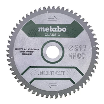 Metabo MultiCut Classic ripzāģa asmens 216x30 mm, 60Z FZ/TZ