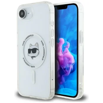 Karl Lagerfeld IML Metal Choupette Head MagSafe vāciņš iPhone 16e, Balts