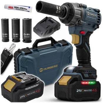 Akumulatora triecienuzgriežņatslēga Humberg HM-441 21V, 650 Nm, 4.0 Ah ar koferi