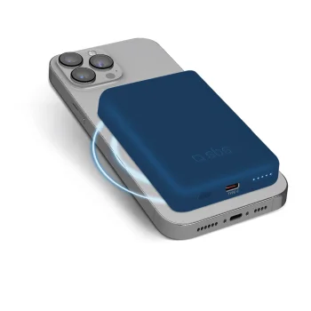 Ārējais akumulators SBS TEBB5000MAG1CB 5000 mAh ar MagSafe un Qi, zils