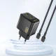 Dudao A28PEU PD 45W GaN 2x USB-C tīkla lādētājs, melns