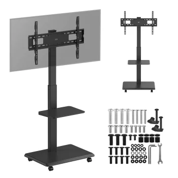 Ergo Office ER-304 B TV statīvs uz riteņiem, 37-75", 50kg, VESA 600x400, Melns