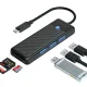 Orico PAPW3AT-U3 USB centrmezgls ar 3x USB-A 3.0 un microSD/SD karšu lasītāju, 1.8m, melns